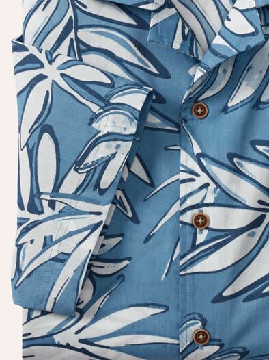 leichtes Reverskragen-Hemd Druck Marine