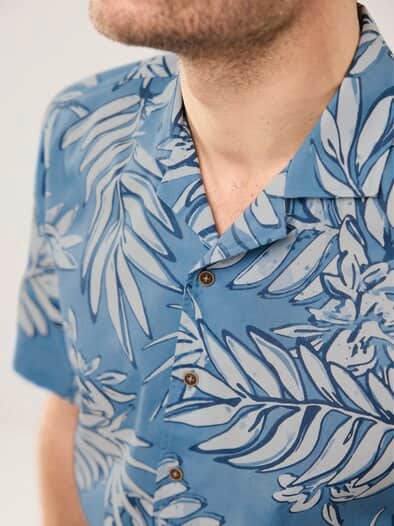leichtes Reverskragen-Hemd Druck Marine