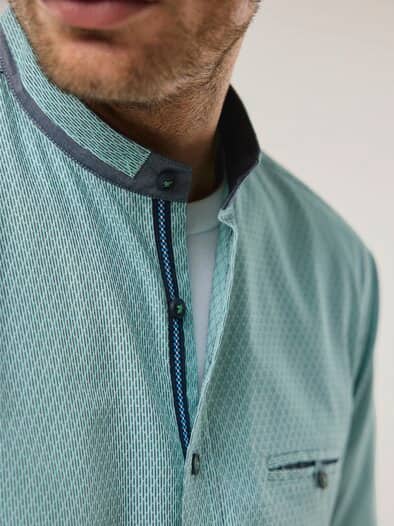 Kurzarm Struktur-Hemd Mint