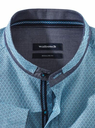 Kurzarm Struktur-Hemd Türkis