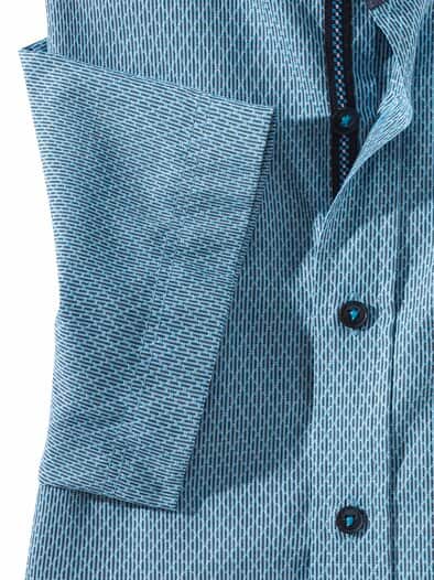 Kurzarm Struktur-Hemd Türkis