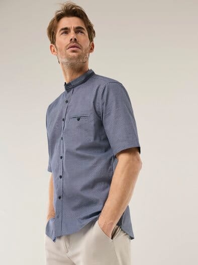 Kurzarm Struktur-Hemd Marine