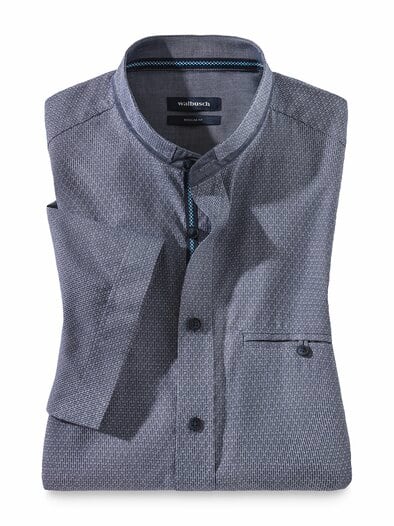 Kurzarm Struktur-Hemd Marine