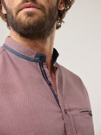 Kurzarm Struktur-Hemd Koralle