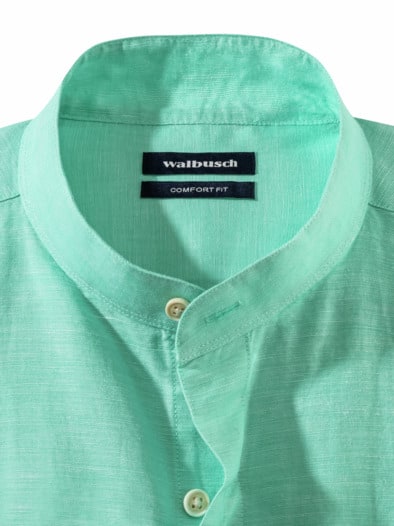 Stehkragen-Leinenhemd Mint
