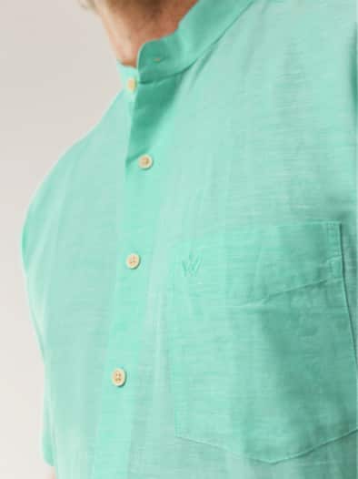 Stehkragen-Leinenhemd Mint
