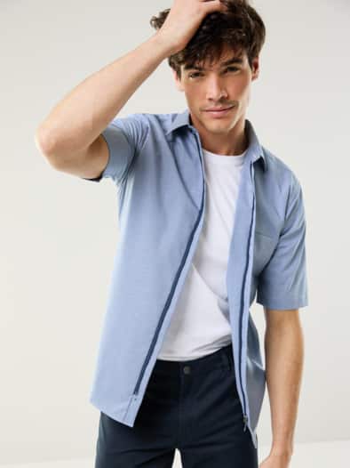 Extraglatt-Hemd Zip & Go Minikaro Blau