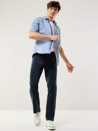 Extraglatt-Hemd Zip & Go Minikaro Blau