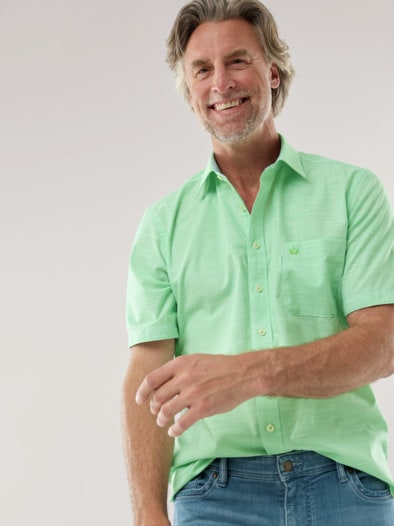 Tropical-Hemd soft & leicht Chambray Minze