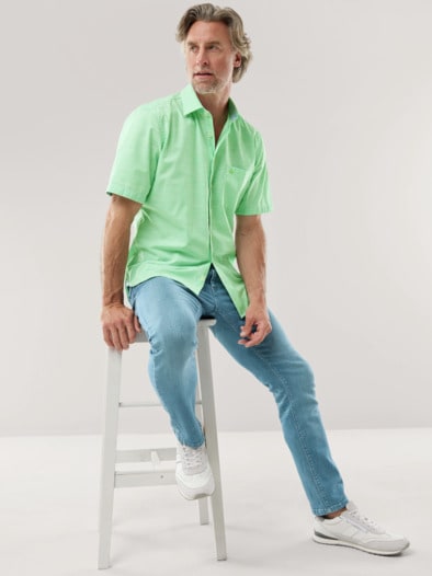 Tropical-Hemd soft & leicht Chambray Minze