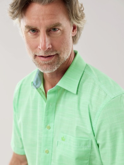 Tropical-Hemd soft & leicht Chambray Minze