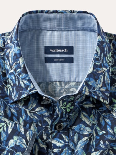 Tropical-Hemd soft & leicht Druck Marine