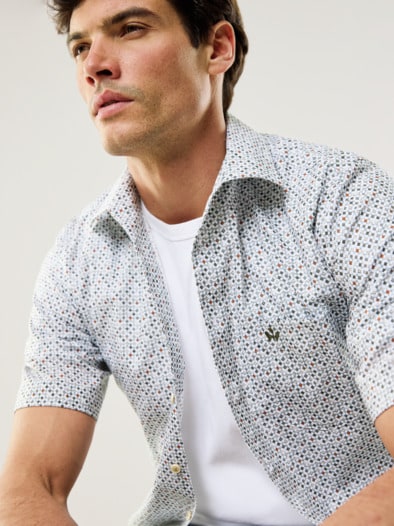 Extraglatt-Hemd Tropical Druck Minimal