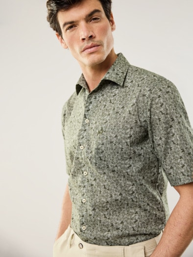 Extraglatt-Hemd Tropical Druck Blatt