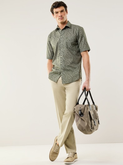 Extraglatt-Hemd Tropical Druck Blatt