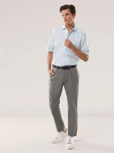 Extraglatt-Hemd Walbusch-Kragen Druck weiss