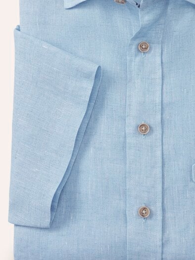 Pures Leinen Hemd Uni Hellblau
