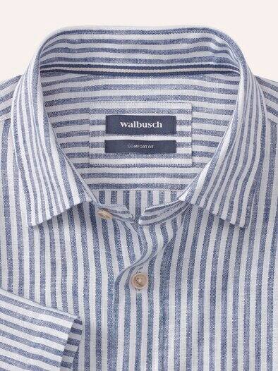 Pures Leinen Hemd StreifenMarine