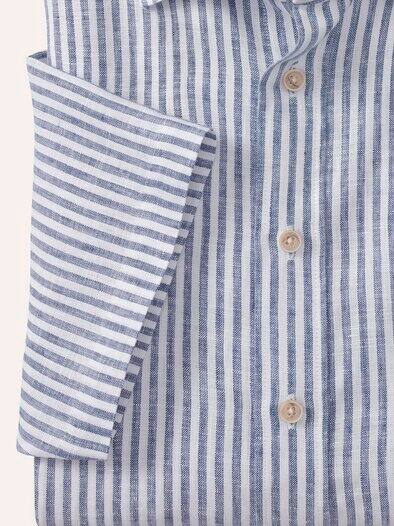 Pures Leinen Hemd StreifenMarine
