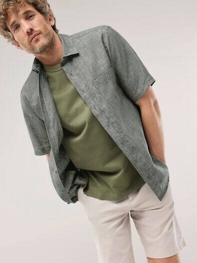 Pures Leinen Hemd Uni Schilf