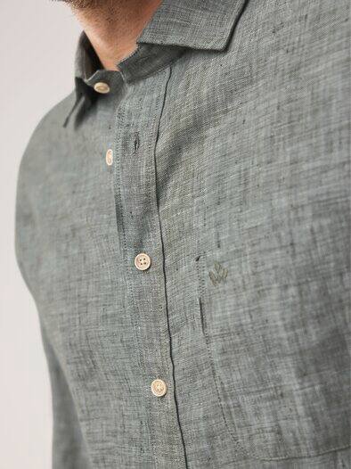 Pures Leinen Hemd Uni Schilf