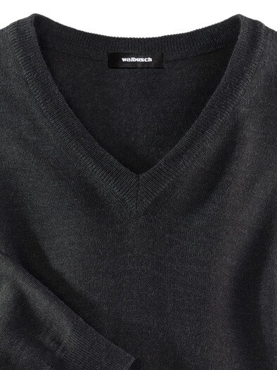 Merino-Mix V-Pullover Anthrazit
