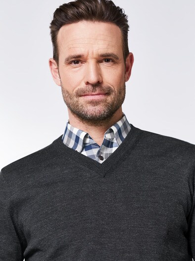 Merino-Mix V-Pullover Anthrazit