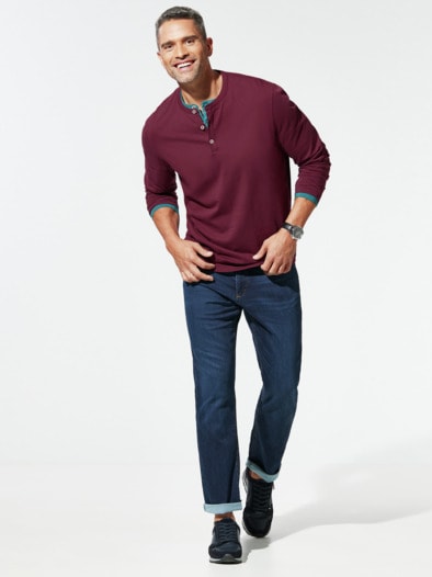 Henley-Shirt Burgund