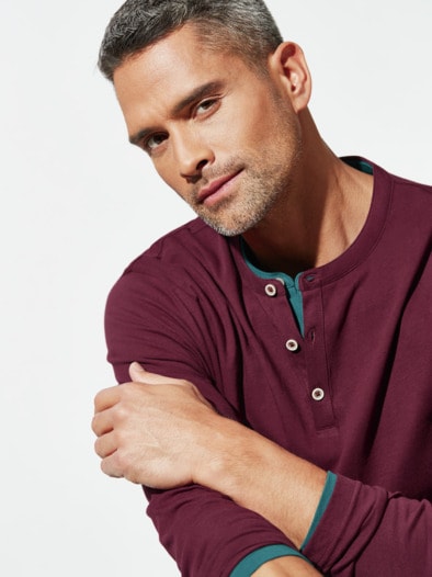 Henley-Shirt Burgund