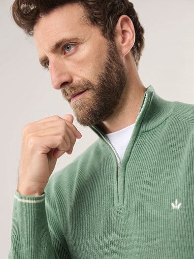 Gerippter Baumwoll-Troyer Pistazie