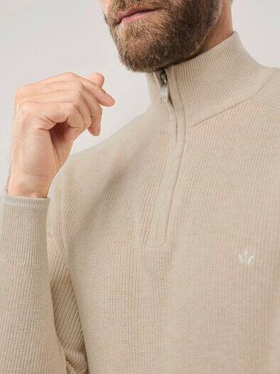 Gerippter Baumwoll-Troyer Natur