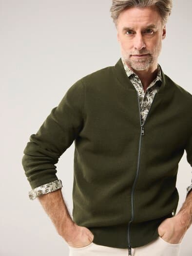 Zip-Jacke Ministruktur Oliv