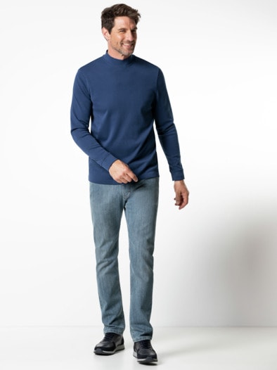 Langarm-Shirt Stehkragen Royalblau