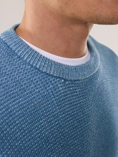 Strukturpullover Bicolor Jeansblau