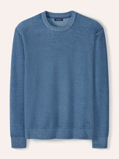 Strukturpullover Bicolor Jeansblau