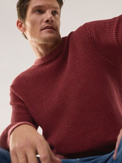 Strukturpullover Bicolor Dunkelrot