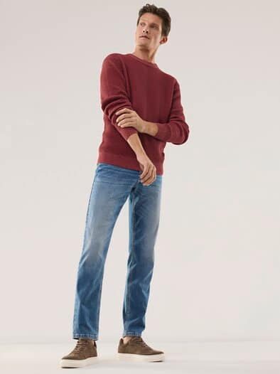 Strukturpullover Bicolor Dunkelrot