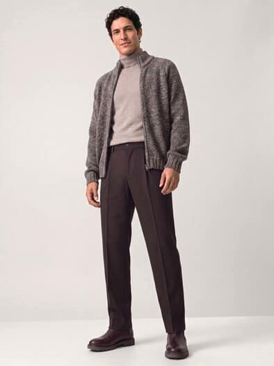Grobstrick-Jacke aus Merinowolle Dunkelbraun