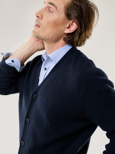 Patentstrick-Cardigan Navy