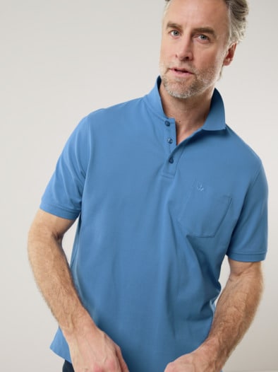 Pique-Polo Pima Cotton Mittelblau