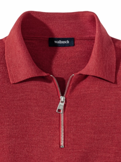 Merino-Mix Strickpolo Korallenrot