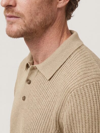 Strickpolo aus Baumwolle Sand