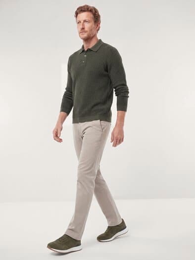 Strickpolo aus Baumwolle Oliv