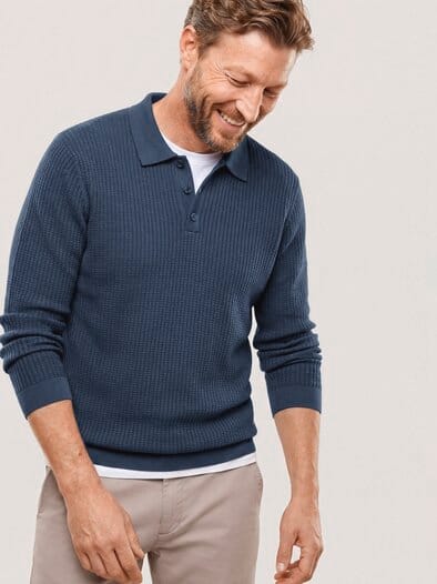 Strickpolo aus Baumwolle Marine