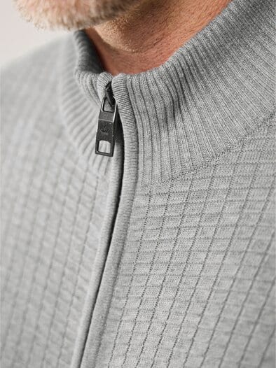 Strickjacke Waffelstruktur Grau Melange