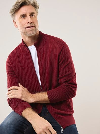 Strickjacke Waffelstruktur Dunkelrot