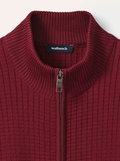 Strickjacke Waffelstruktur Dunkelrot