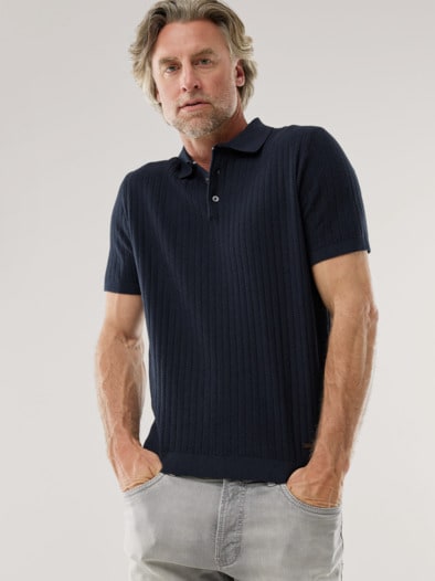 Baumwoll-Strickpolo Marine