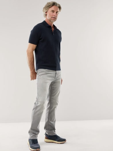 Baumwoll-Strickpolo Marine