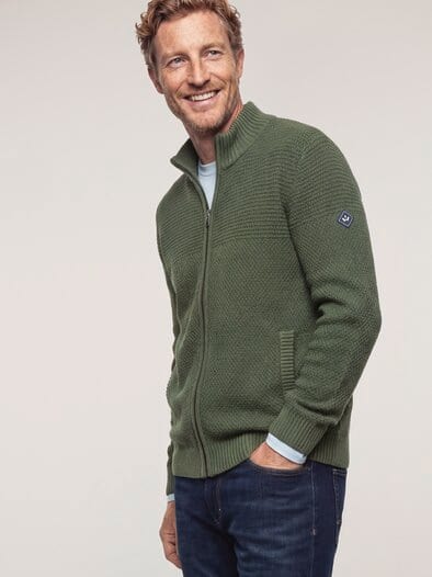Strickjacke aus Baumwolle Oliv